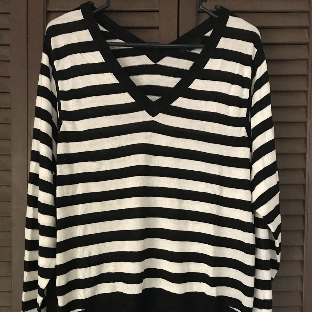 Lightweight H&M Striped Drop Sleeve Hi-Lo Sweater